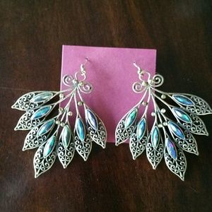 Gorgeous Multi-Hued Peacock Glass Earrings